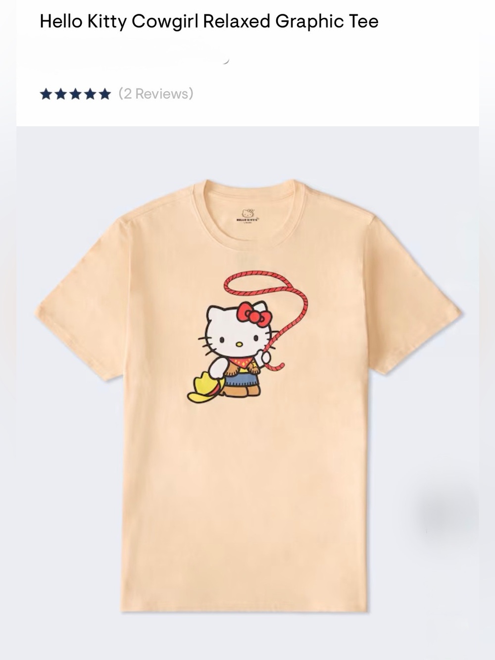 NWOT Hello Kitty Cowgirl Graphic Tee - Cream